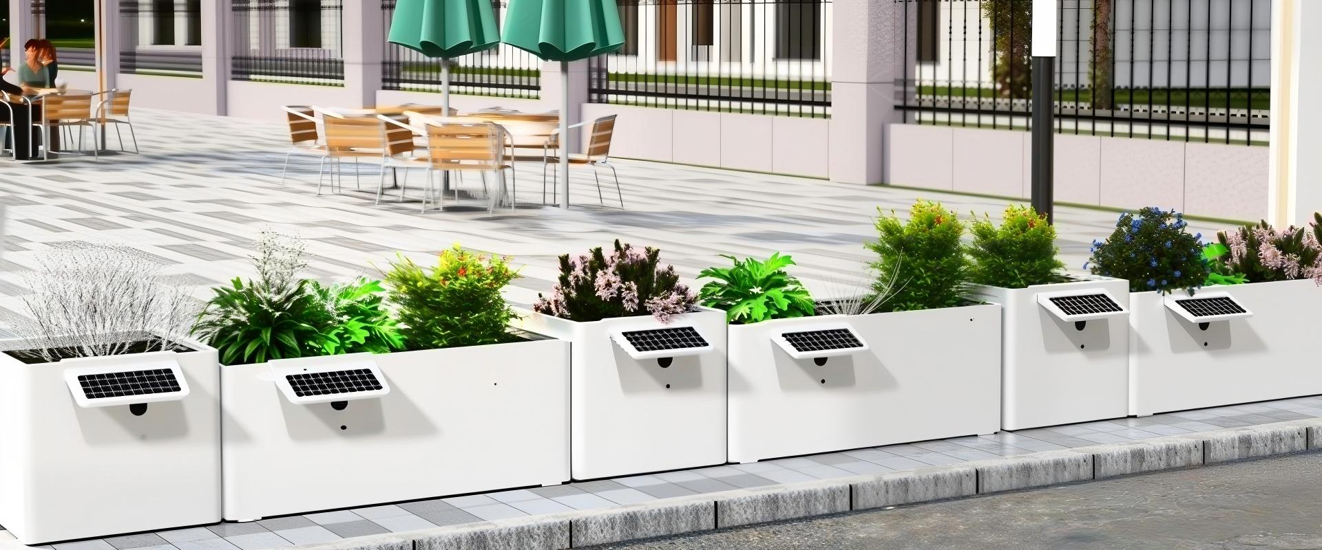 Smart planters installed across a public plaza